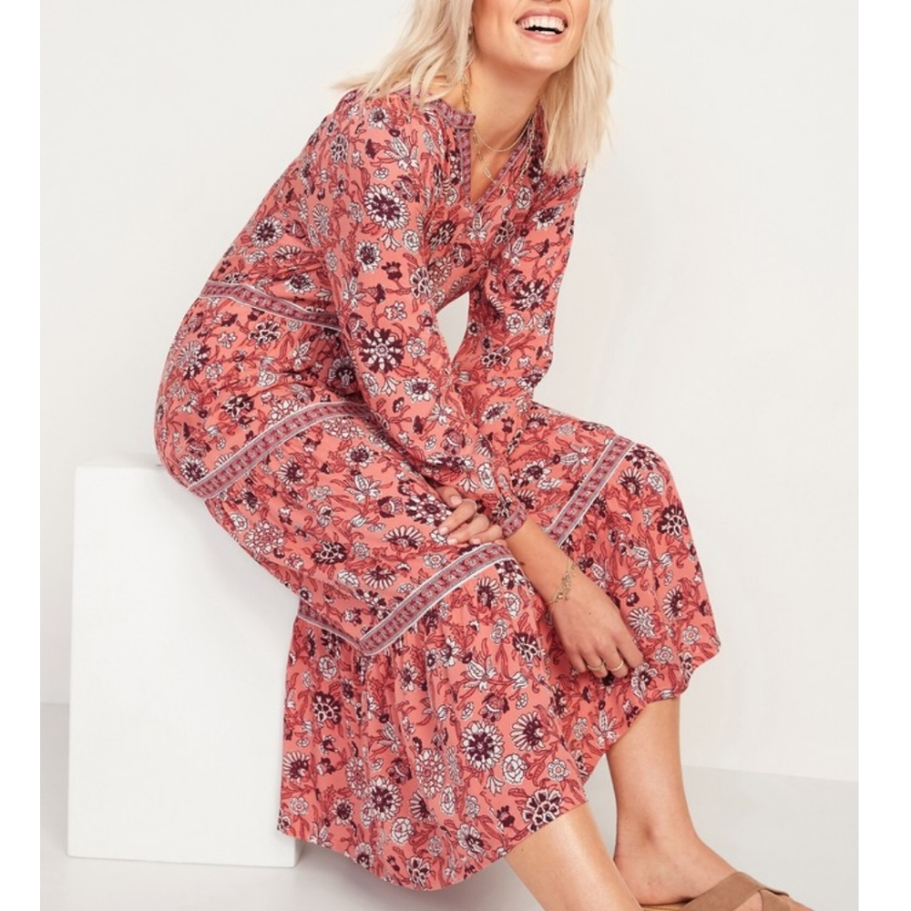 Old Navy Floral-Print Tiered Midi Dress